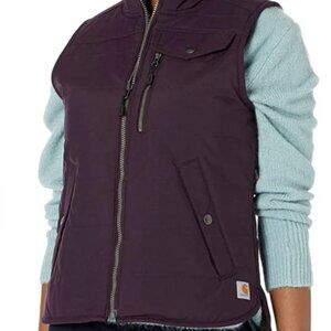 Carhartt Reversible Purple Duck / Gray Sherpa Canvas Vest Womens S - Very warm!